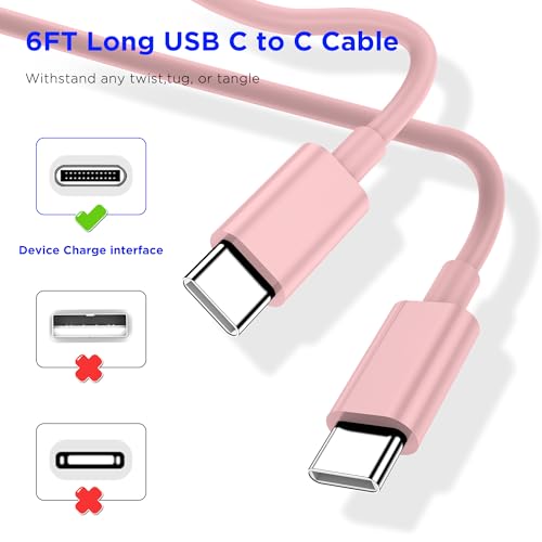 Image of iPhone 17 16 15 Charger Fast Charging,2Pack 20W Apple iPad USB C Wall Chrager Block with 6FT USB C to C Cable for iPhone 17 /Pro /Pro Max /17 Air / 16 /16 Pro /16 Pro Max /15 /Plus /Pro /Pro Max (Pink)