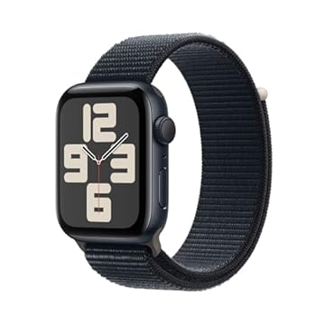 Apple Watch SE GPS • Caixa meia-noite de alumínio – 44 mm • Pulseira esportiva meia-noite – M/G
