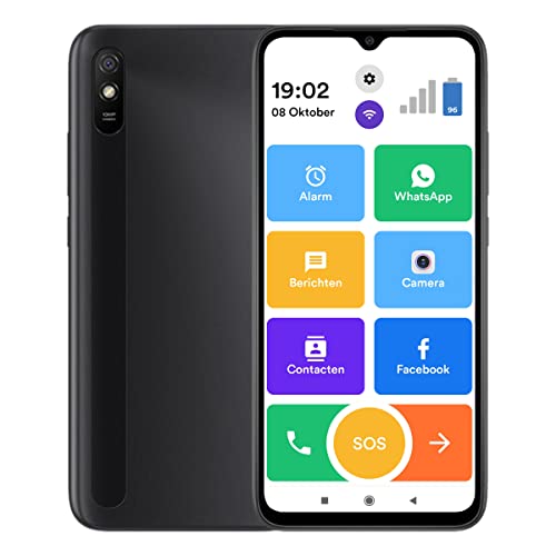 Senifone S1 Senioren Smartphone - Schwarz - Für Ältere - 32GB - WhatsApp & SOS Funktion