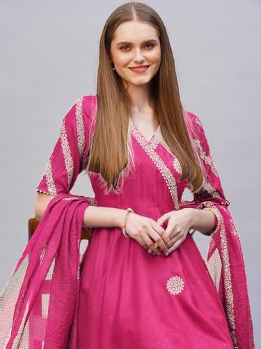 Image of ANNI Designer Rayon Blend Women Kurta Set with Pant & Dupatta