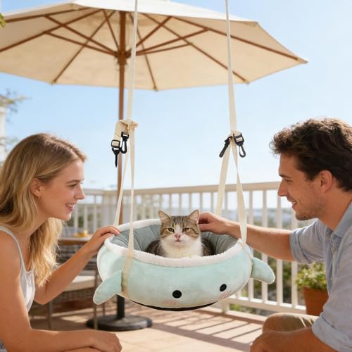 Hamaca para gatos transpirable y asiento de ventana para cachorros en apartamento 4