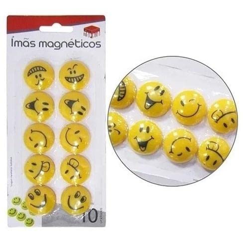 Kit 1 Cartela Imã emoji para Quadro Magnetico Mural Foto e geladeiras com 10 peças