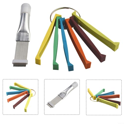 AC- Flossenkamm- Werkzeug- Set für Klimaanlage, Heizkörper, Kondensatorspule, Glätteisenbürste, 12 Größen, Kunststoffkämme mit Edelstahl- Reinigungsset zur Reparatur gebogener Lamellen und-4