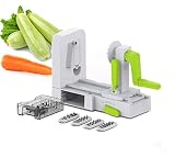 Folding 5-Blade Spiralizer - Vegetable Spiral Slicer Zucchini Spaghetti Noodle and Pasta Maker For f