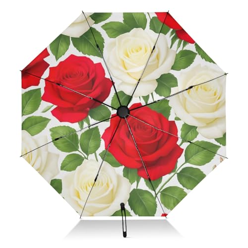 Parapluie pliable rose blanche et rouge pour voyage et pluie urbaine