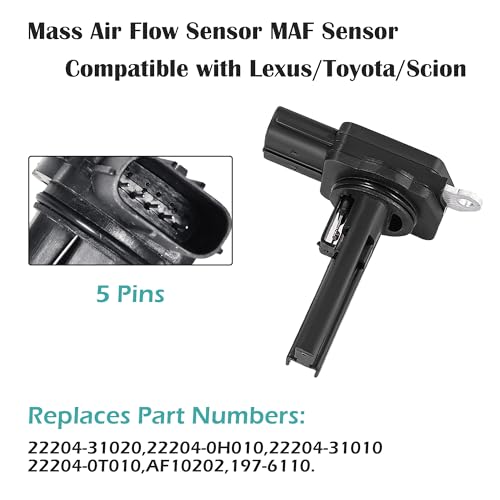 Mass Air Flow Sensor MAF Sensor 22204-31020 Fits for Lexus IS250 ES350 GS350 IS350 RX350 / for Toyota Corolla RAV4 Camry Highlander Sienna/for Scion xB xD tC OE# 22204-31010 22204-0H010