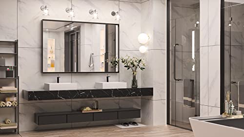 Image of Keonjinn 48x30 Inch Black Bathroom Mirror for Over Sink, Rectangular