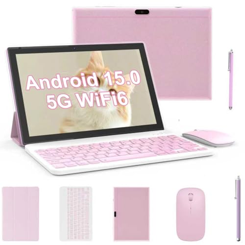 Tablet 2 in 1 Tablets 10 inch Android 15 Tablet Set with...
