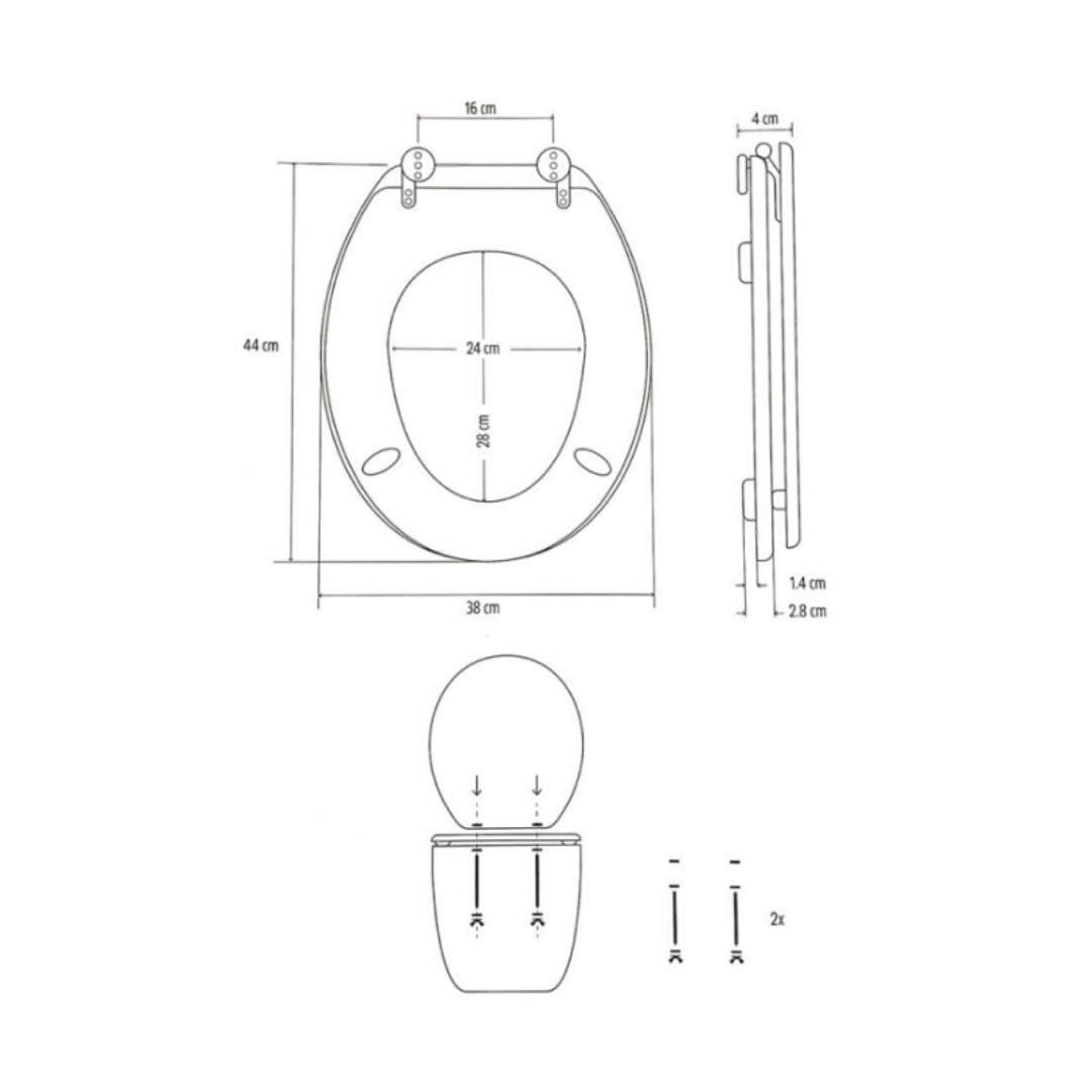 Sedile Wc Copri Water Universale Frizionato Bianco MDF Chiusura Rallentata