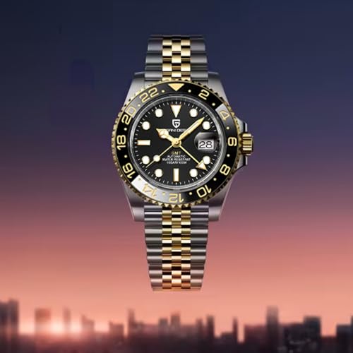 Pagani Design GMT Automatic Mechanical Men's Watch Rotating Ceramic Bezel Stainless Steel Watch with Date Function Men's Sport Watch