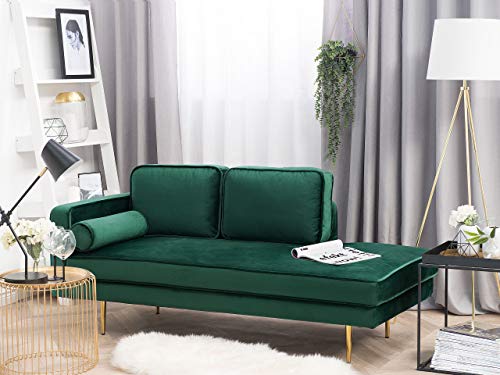 Beliani Moderne Chaiselongue aus Samtstoff in Smaragdgrün Miramas – Bild 3