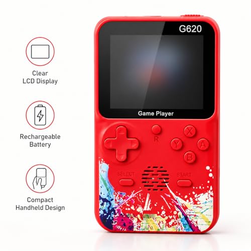 Image of Retro Video Game Console 520 in 1 for Kids & Adults, Rechargeable Handheld Gaming Controller, AV TV Output, Built-in Classic Games, Portable, Gift for Boys & Girls, Random Colour (G620)