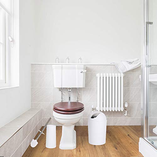 YCOCO Bathroom Accessories Set,6 Pcs Plastic Bathroom Accessories,Toothbrush Holder,Mouthwash Cup,Soap Dispenser,Soap Dish,Toilet Brush,Trash Can,White