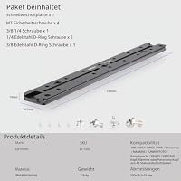 LEFTFOTO Arca-Swiss Doppel-Schwalbenschwanz-Schnellwechselplatte, 350 mm, mit Befestigungsloch für ARRI, 1/4 Zoll und 3/8 Zoll Gewinde, Kaltschuh – für DSLR-Live-Streaming-Filmkamera, Stativ-Kugelkopf – Ansicht 6