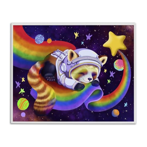 Red Panda Rainbow Space, 11 x 14 Inch Framed Giclée Print