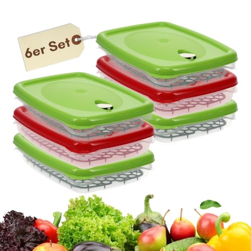 GarPet 6er Set Frischhaltedosen mit Deckel Abtropfgitter Küche Dampfventil Aufbewahrungsdosen