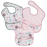 Bumkins SuperBib, Baby Bib, Waterproof, Washable Fabric, Fits Babies and Toddlers 6-24 Months - Love You Bunches (3-Pack)
