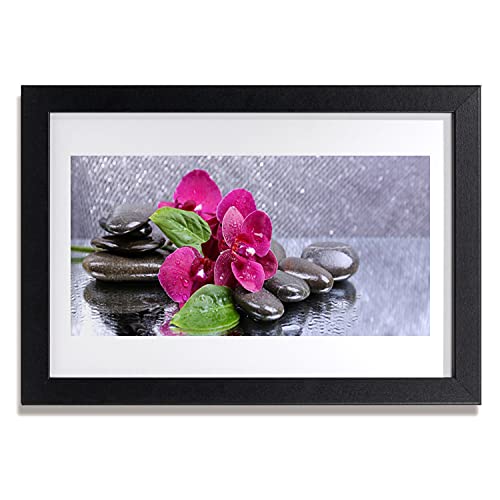 Cadre de decoration murale salon avec affiche imprimee 30x20 cm style fleurs orchidee