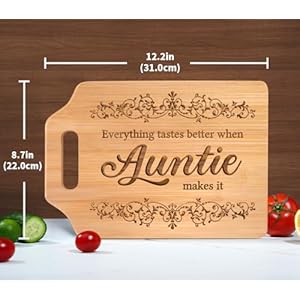 AceThrills Auntie Gifts, Gifts for Aunt, Anut Birthday Gift Ideas, Mothers Day Christmas Auntie Gifts from Niece Nephew - Engraved Bamboo Cutting Board 12.3"L x 8.7"W x 0.4"Th AceThrills Auntie Gifts Gifts for Aunt Anut Birthday Gift Ideas Mothers Day Christmas Auntie Gifts from Niece Nephew Engraved Bamboo Cutting Board 123L x 87W x 04Th