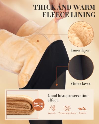 Image of CHRLEISURE Women's Fleece Lined Tights - Fake Sheer Warm Pantyhose Thick Winter Leggings