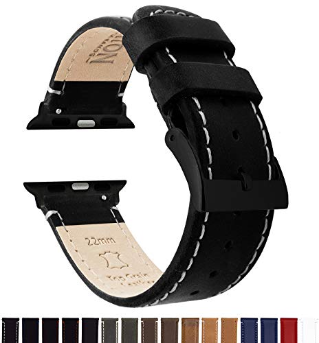 Image of BARTON WATCH BANDS - Top Grain Leather Watch Bands Compatible with Apple Watch Models - 1, 2, 3, 4, 5, 6, 7, 8, 9, 10, SE, Ultra & Ultra 2