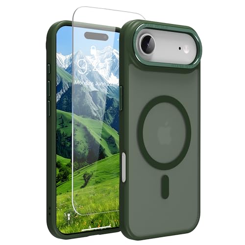 Image of Magnetic for iPhone 17 Air Phone Case, [Compatible with MagSafe], Screen Protectors X1, [Military Grade Drop Protection],Matte Finish,Slim,Shockproof,Protective (Blackish Green, 17 air)