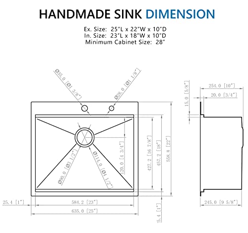25 Inch Black Drop In Workstation Kitchen Sink, Doirteal 25X22X10 Inch Topmount 16 Gauge Black Stainless Steel Workstation Kitchen Sink Bl17S #TOP5