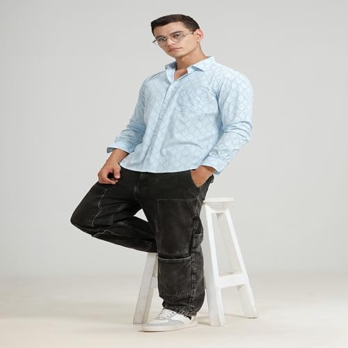 Image of BASICS Cotton-Linen Blended Men's Shirt | Slim Fit | Everyday Smart Casual Wear | Full Sleeve