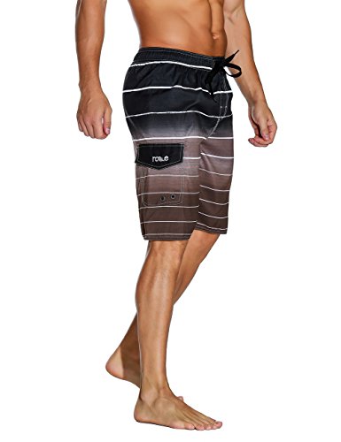 Nonwe Men's Beachwear Summer Holiday Swim Trunks Quick Dry Striped2