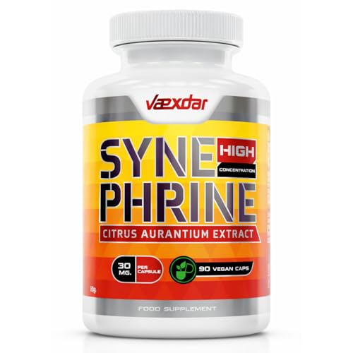Sinefrina 30 mg por cápsula - P-Sinefrina - 500 mg Extracto de Naranja Amarga Estandarizado (Citrus Aurantium) - 90 Cápsulas Vegetales - Synephrine Alta Concentración - Apoyo Termogénico - Vaexdar
