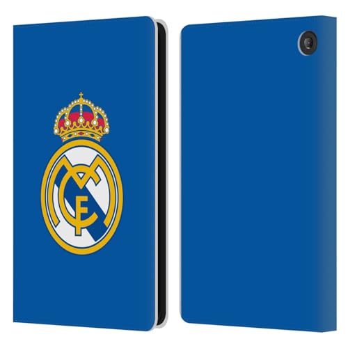 Étui Real Madrid CF pour Amazon Fire 7 2022 Housse Portefeuille en Cuir Bleu