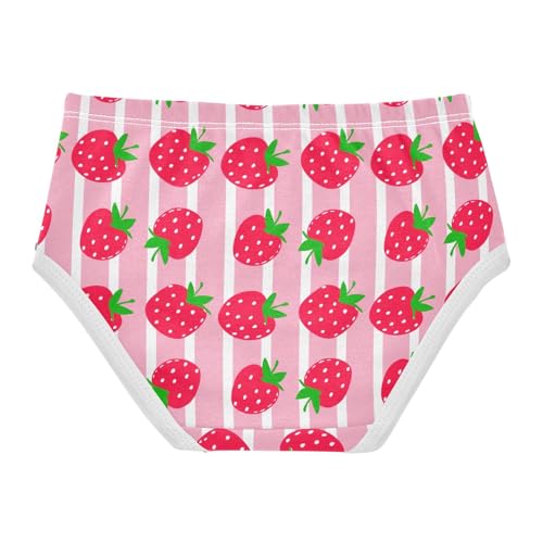 Joisal Cute Red Strawberries Pink Stripes Girls Underwear Toddler 2t Cotton Little Girl Panties Funny Underpants Briefs2
