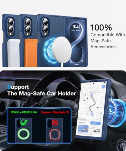 Image of NO.1 Magnetic for Samsung Galaxy Z Fold 8 Case with MagSafe | [Military Grade Drop Tested][Translucent Matte][Anti-Fingerprint] Soft Silicone Bumper for Samsung Fold 8 Case Slim,Blue