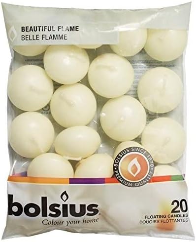 20 Bolsius 5 Hour Quality Ivory Floating Candles, by White Candle Company
