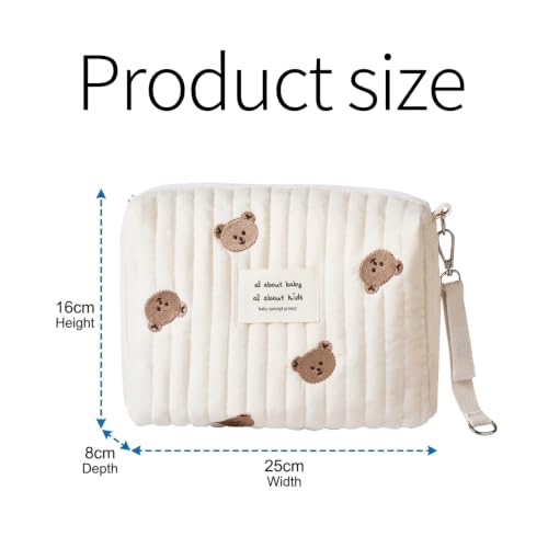 Nappy Bag Organiser with Quilted Cotton Design, Portable Essentials Pouch for Mums and Dads for Diapers and Wipes - Orevan - Image 3