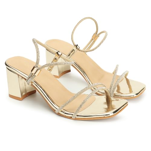 Image of Iconics Women Comfortable Block Heel Square Toe Ankle Strap fashion Sandal for Party, Wedding and Casual Use