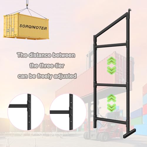 SORQINOTER (4-Pcs Shipping Container Shelving Storage Bracket Adjustable 3-Tier Hanging Type - Heavy Duty Cargo Shipping Container Shelf Shelving Brackets Universal - Easy to Hang and Remove - Black