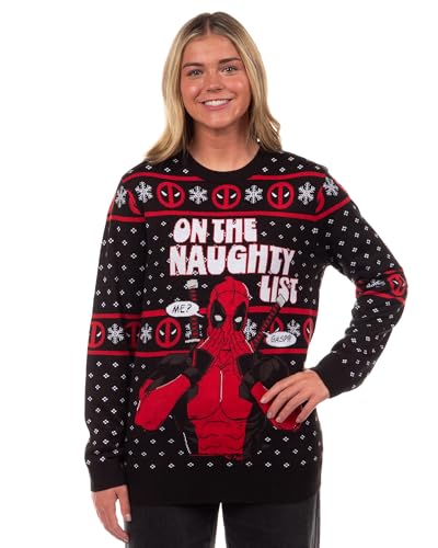 Marvel Deadpool Men's On The Naughty List Ugly Christmas Pullover - Image 2