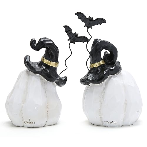 Hodao Halloween Resin Pumpkin Duo Set Decorations Elevate Your Fall Season Decor with Woodcarving-Inspired Design-Pumpkin Decor for Garden or Indoor Home Add Festive Flair to Your Space (White Set 2) by Hodao - Image 3