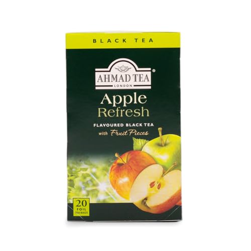 Ahmad Tea Fruit Black Tea | Apple Refresh Fruit Black Tea | 20 Teabag Sachets | 1 Pack