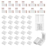 42 Pcs 4 Pin LED Strip Connector Kit with 30 Solderless LED Light Connectors for 10mm Wide RGB LEDs Strip Light, Includes 8 L Shape, 4 T Shape Connector Clips for DIY Lighting Projects