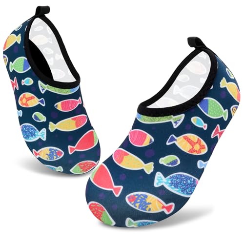 Image of VIFUUR Kids Water Shoes Girls Boys Quick Dry Aqua Socks for Beach Swim Outdoor Sports ColorfulFish-30 /31