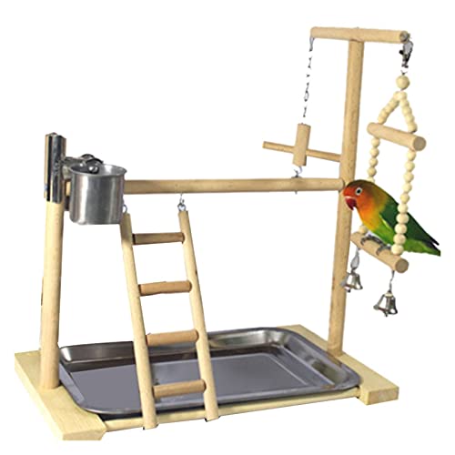 Vogelspeelgoed Papegaai Playstands met Cup Toys Lade Bird Swing Climbing Hanging Ladder Bridge Wood Cockatiel Playground… - Afbeelding 3
