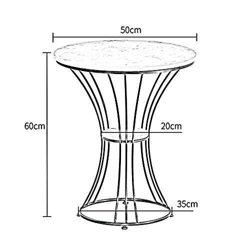 Table basse ronde moderne table d'appoint salon bureau marbre noir fer forgé 50x60