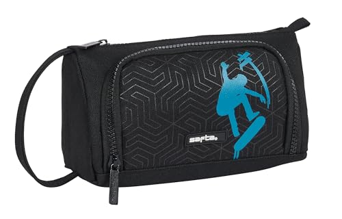 Trousse avec poche amovible Safta noire de 20 x 8,5 x 11 cm pour fournitures scolaires