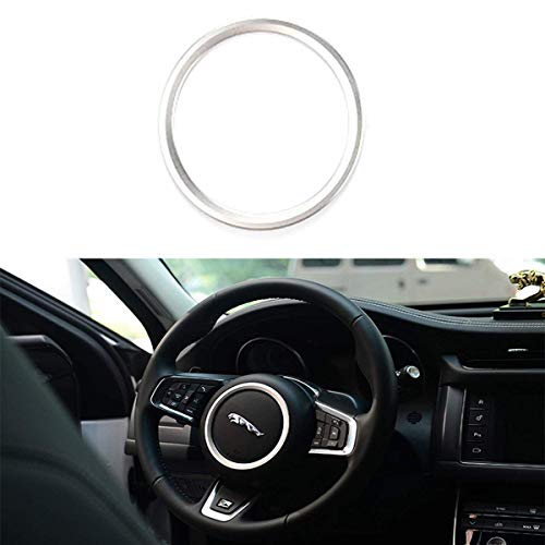 Jaguar XE XF F-PACE F-Type 2015-2018 Premium Aviation Aluminum Alloy Car Steering Wheel Decoration Ring Sticker Decals (Silver)