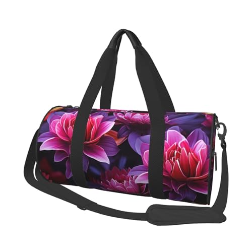 Sac de voyage léger et pliable pour le week-end motif floral violet et rouge