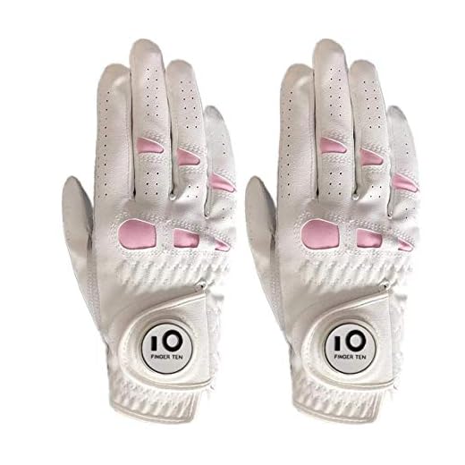 FINGER TEN - Guante de Golf de Cuero para Mujer con Marcador de Bola Paquete Extra Económico, Lzquierda Derecha Rosa Fit Mujer Niña, Tamaño Pequeño Mediano Grande Talla M