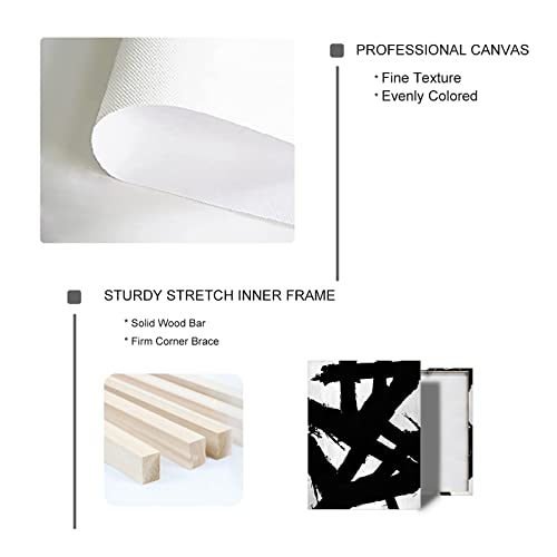 Image of Black And White Abstract Wall Art - Black Painting Stroke Graffiti Artwork for Living Room, Bedroom, Office Decor,12 inch x 16 inch x 2