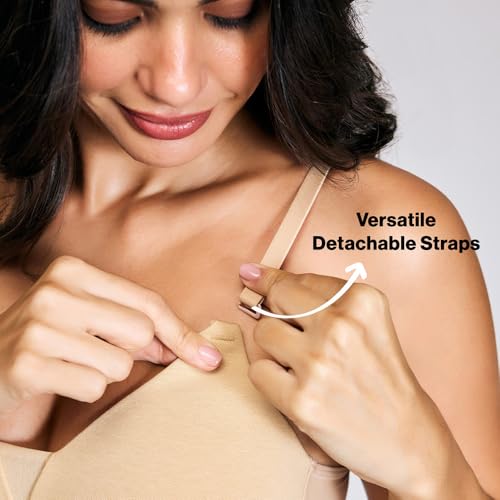 Image of NYKD NYB003 Wirefree Cotton All Day Comfort Triangle Padded with Breathable Cup & Detachbale Straps T-Shirt Bra for Women